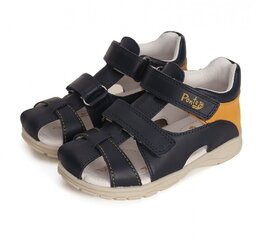 Nahast sandaalid poistele, must/kollane hind ja info | Laste sandaalid | kaup24.ee