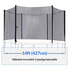 Turvavõrk Active24 14ft, 427cm, 6-le postile hind ja info | Batuudid ja batuudi varuosad | kaup24.ee