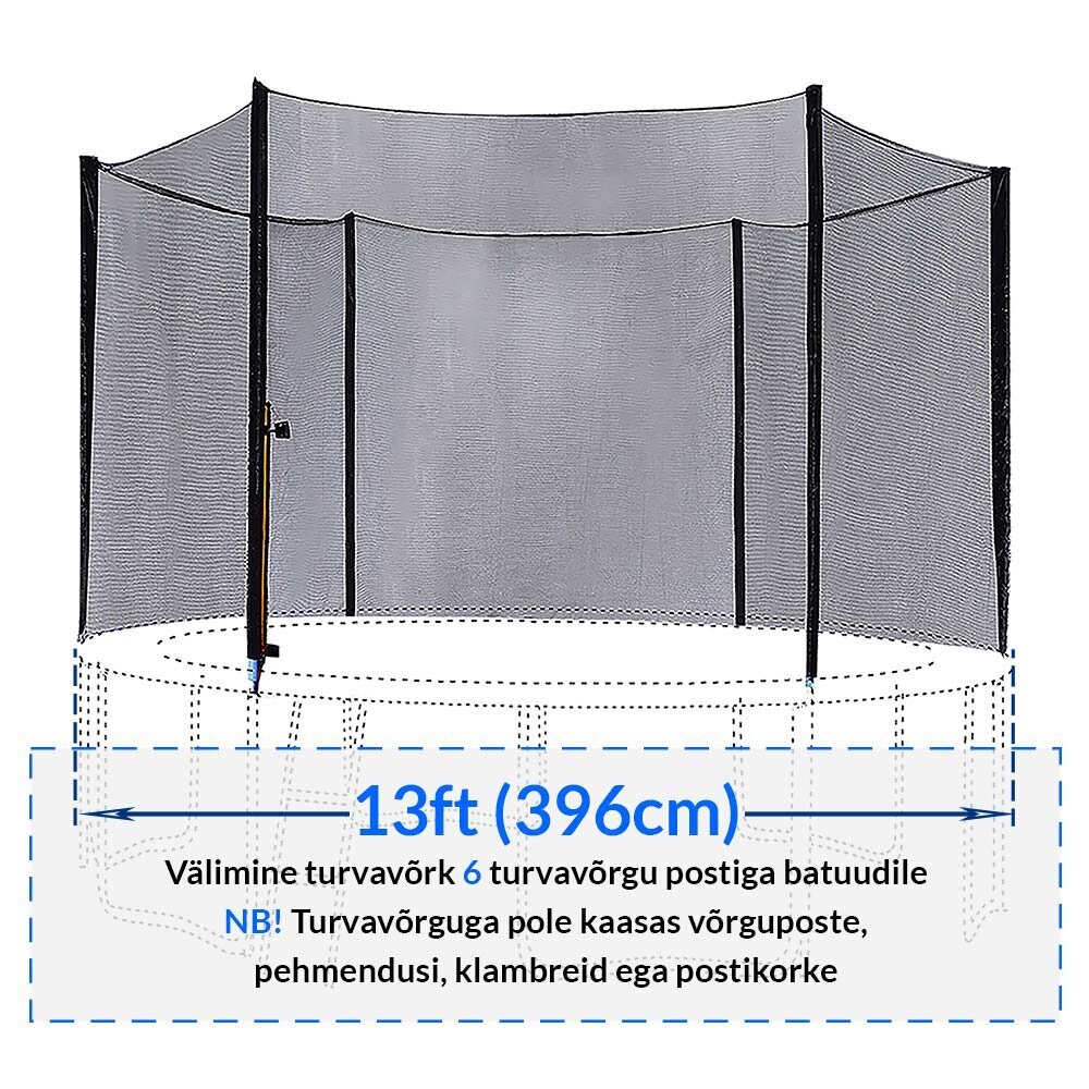 Turvavõrk Active24 13ft, 396cm, 6-le postile цена и информация | Batuudid ja batuudi varuosad | kaup24.ee