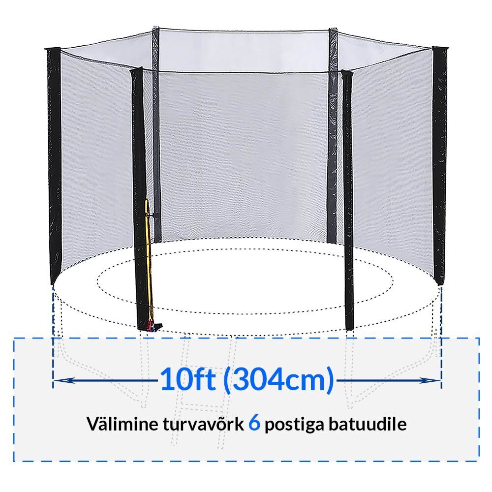 Turvavõrk Active24 10ft, 304cm, 6-le postile hind ja info | Batuudid ja batuudi varuosad | kaup24.ee