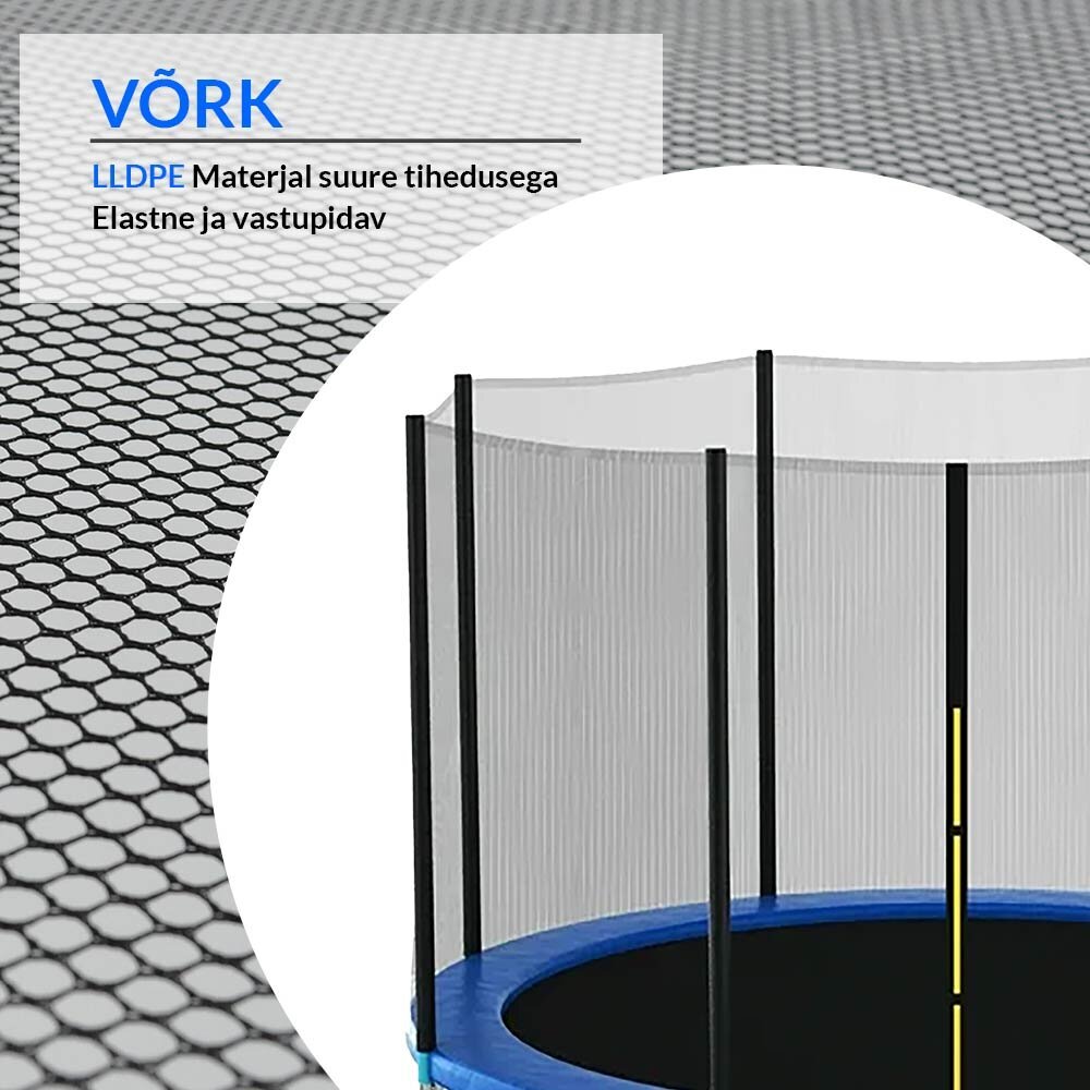 Turvavõrk Active24 8ft, 244cm, 6-le postile цена и информация | Batuudid ja batuudi varuosad | kaup24.ee
