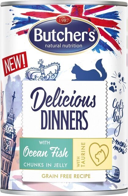 Butcher's Delicious Dinners merekalaga, 400g цена и информация | Konservid kassidele | kaup24.ee