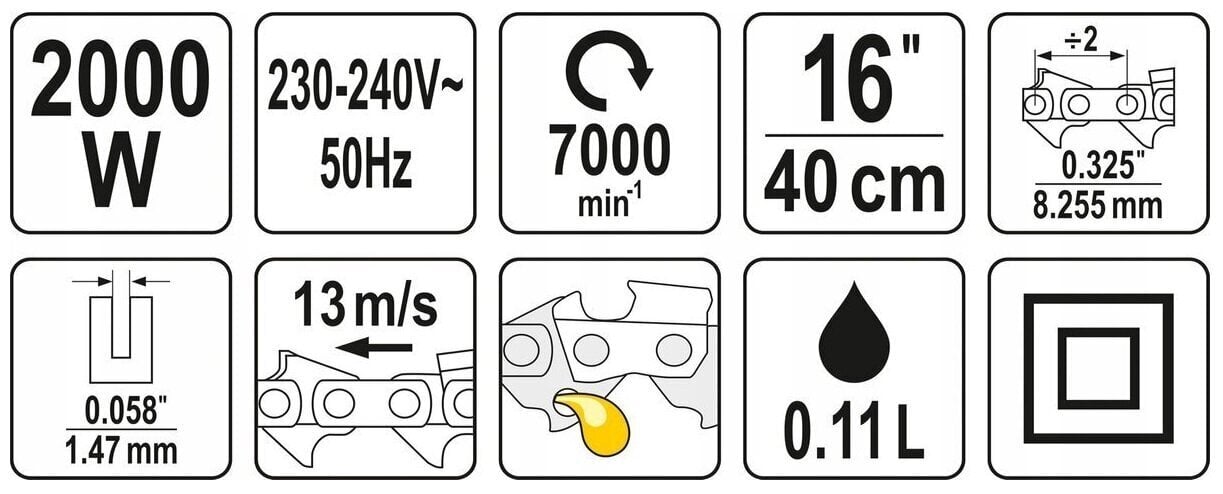 Elektriline kettsaag Yato YT-84870, 2000W цена и информация | Kettsaed, mootorsaed | kaup24.ee