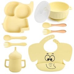 Набор детской посуды Слон, силикон, Желтый цена и информация | Детский набор посуды | kaup24.ee