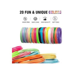 100 m PLA plastik 3D pliiatsite jaoks, 20 värvi 5 m igaühele hind ja info | Nutiseadmed ja aksessuaarid | kaup24.ee