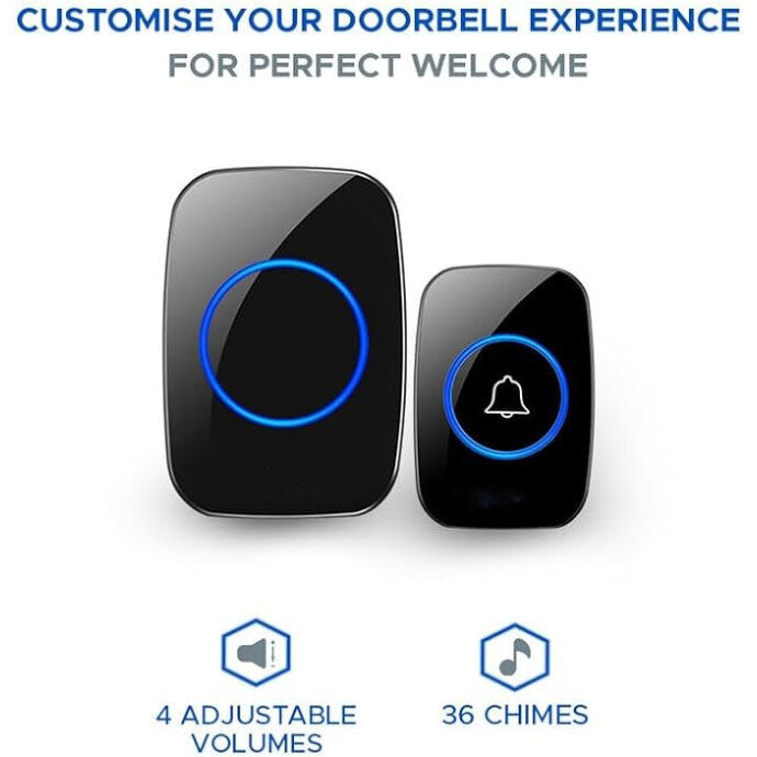 Juhtmevaba uksekell LockPrints AP-B09, must hind ja info | Uksekellad, uksesilmad | kaup24.ee