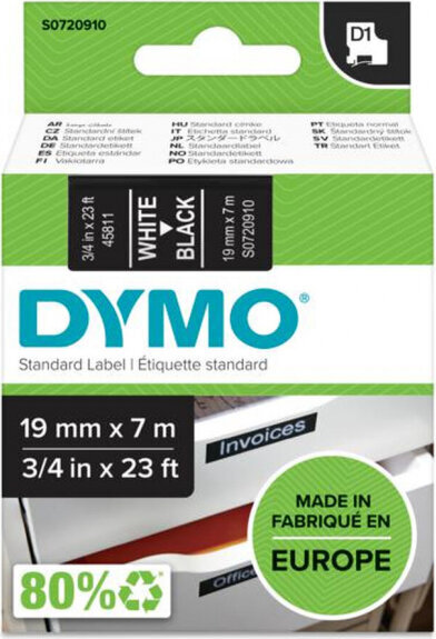 Lamineeritud Lint Sildimasinatele Dymo D1 45811 LabelManager™ Must Valge 19 mm (5 Ühikut) цена и информация | Printeritarvikud | kaup24.ee