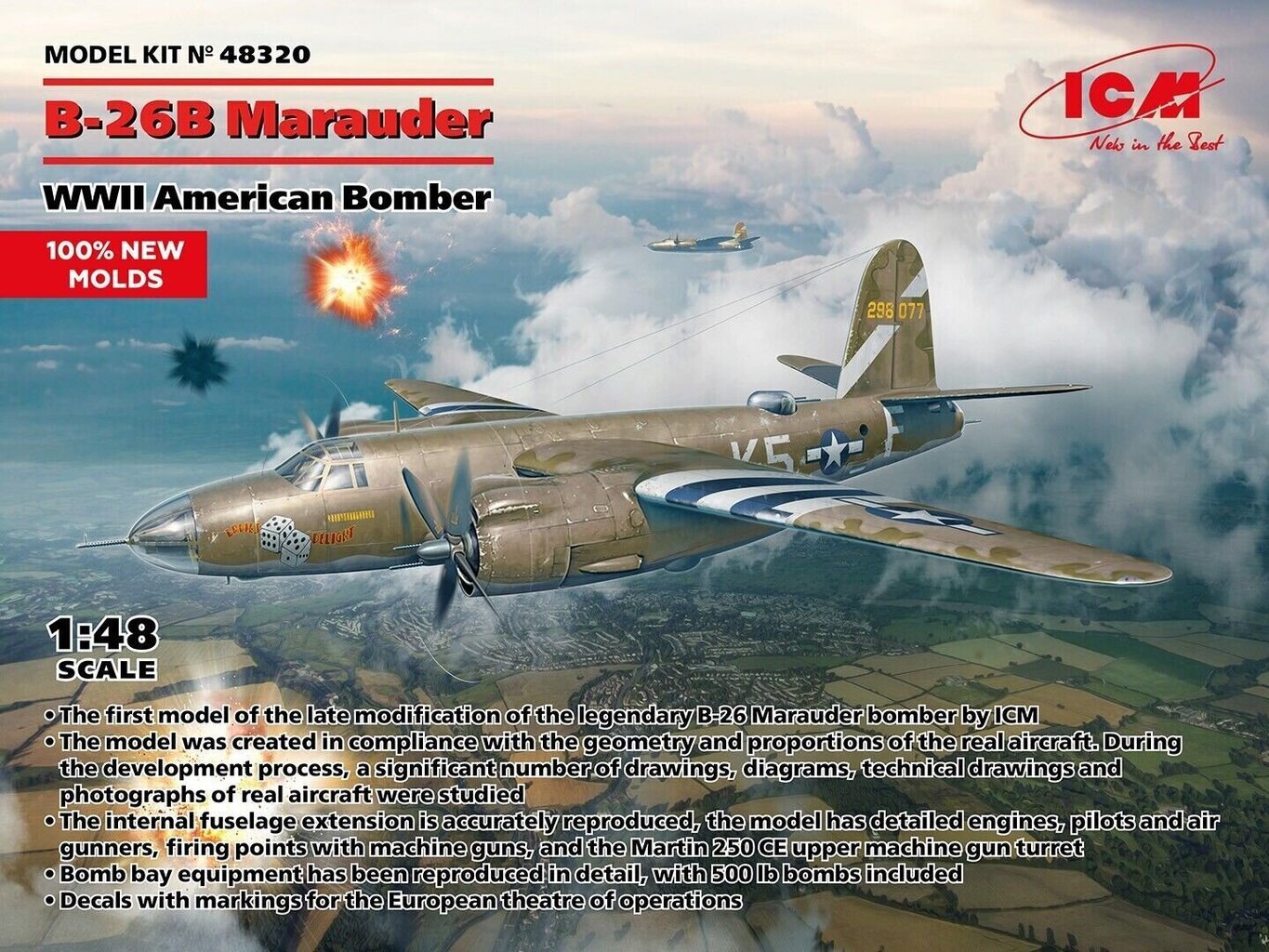 Liimitav mudel ICM 48320 WWII American Bomber B-26B Marauder 1/48 hind ja info | Liimitavad mudelid | kaup24.ee