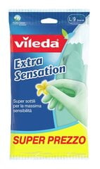 Vileda Extra Sensation Хозяйственные перчатки Зеленый Хлопок, Латекс 1 шт. цена и информация | Инвентарь для уборки и принадлежности | kaup24.ee