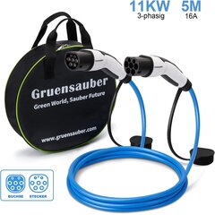 Зарядный кабель для электромобиль Gruensauber, 11 кВт, 5 м, 16 А, цена и информация | Зарядные станции для электромобилей | kaup24.ee
