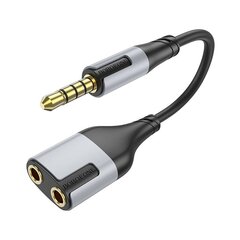 Borofone Cable BL19 Creator 2 in 1 - jack 3,5mm male to 2xjack 3,5mm female - 15 cm black цена и информация | Адаптеры и USB-hub | kaup24.ee