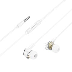 Borofone Earphones BM90 Miller with microphone white цена и информация | Наушники | kaup24.ee