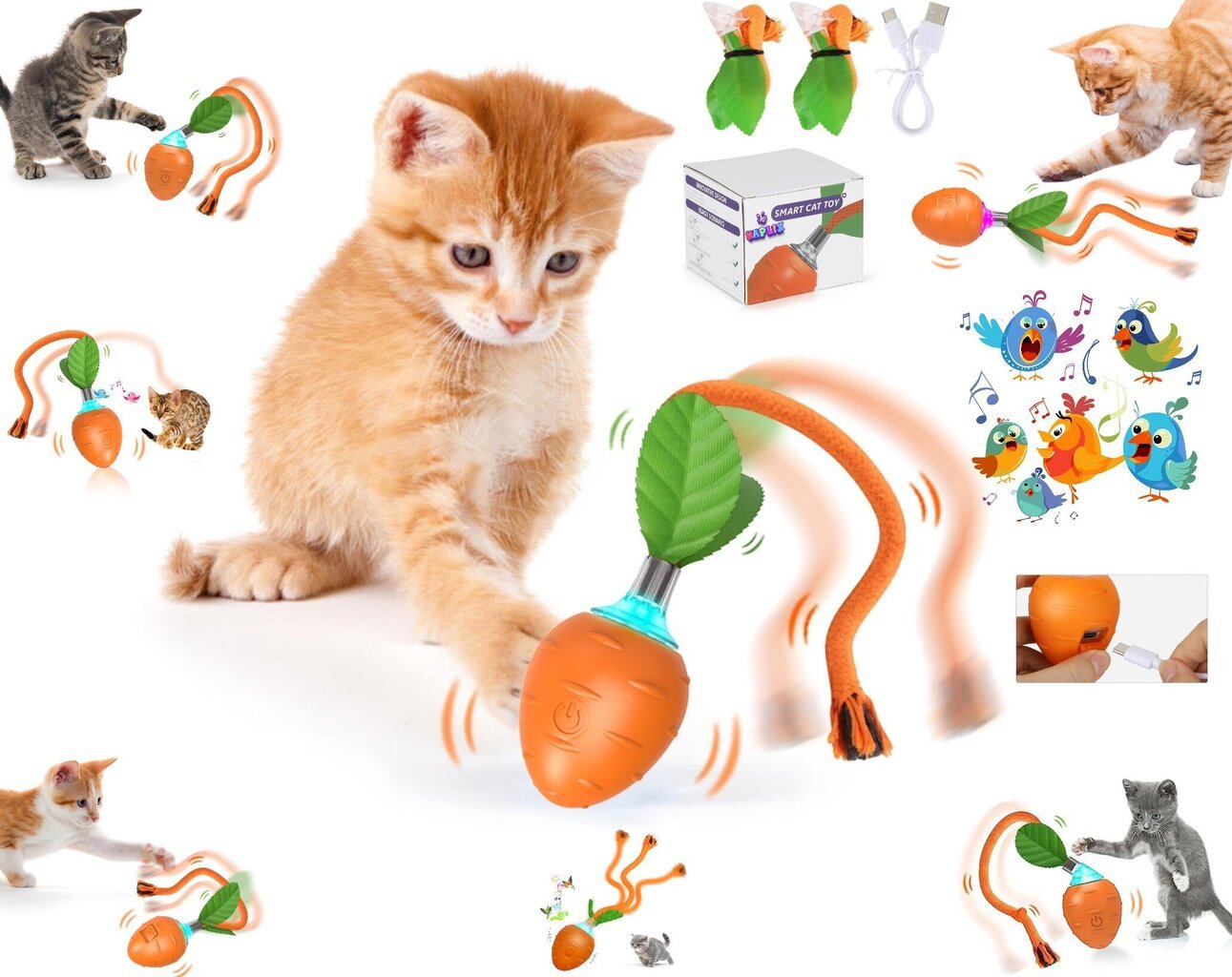 Интерактивная умная игрушка для кошек мячик Smart Cat Ball Carrot цена |  kaup24.ee