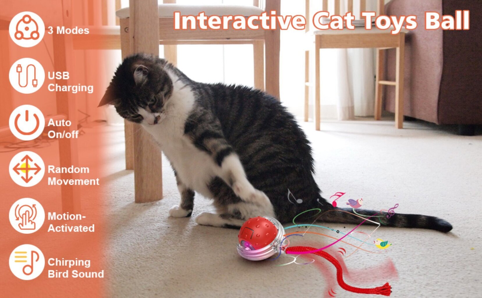 Interaktiivne nutikas mänguasi kassidele pallike Smart Cat Ball Red hind ja info | Mänguasjad kassidele | kaup24.ee