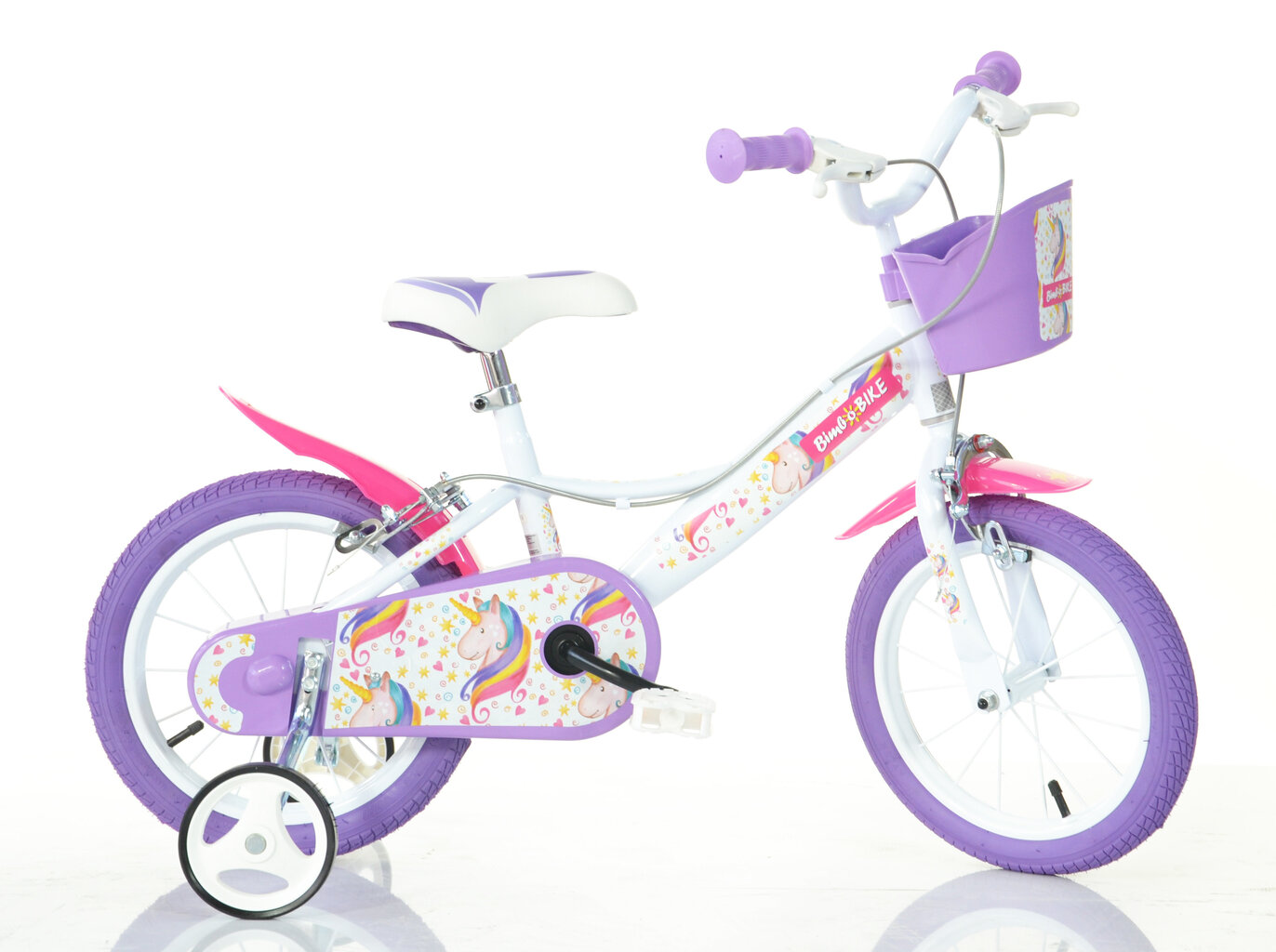 Tüdrukute jalgratas Bimbo Bike 14", valge/lilla hind ja info | Jalgrattad | kaup24.ee