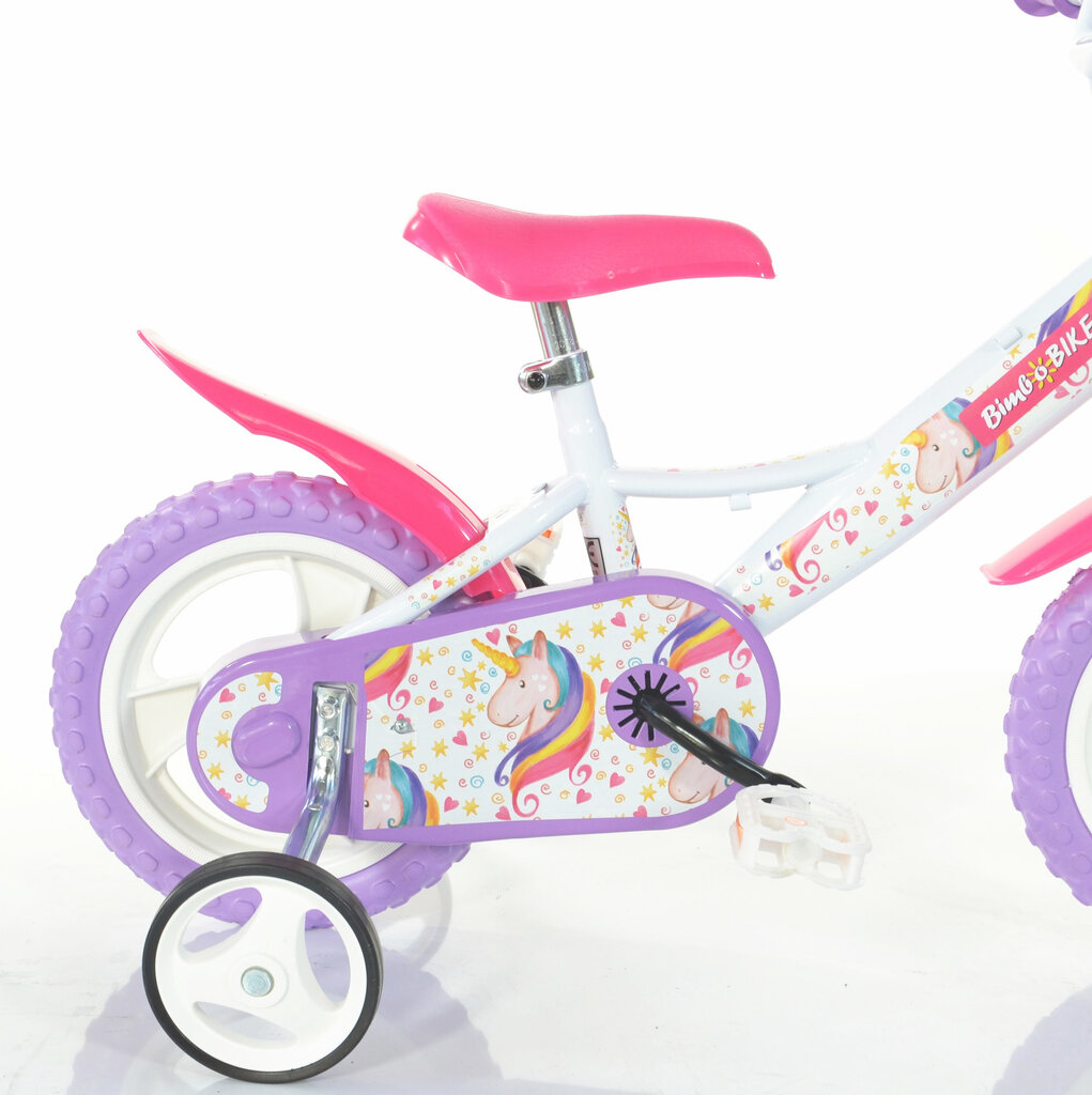 Tüdrukute jalgratas Bimbo Bike 12", valge/lilla hind ja info | Jalgrattad | kaup24.ee