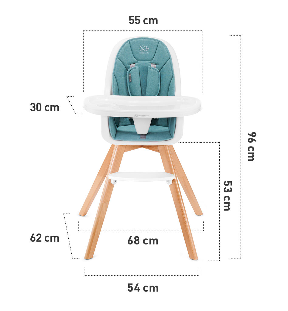 Söögitool Kinderkraft Tixi, turquoise hind ja info | Laste söögitoolid | kaup24.ee