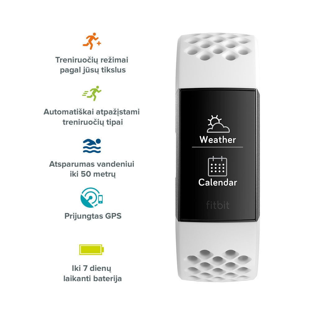 Nutivõru Fitbit Charge 3, Graphite/Valge цена и информация | Nutivõrud (fitness tracker) | kaup24.ee
