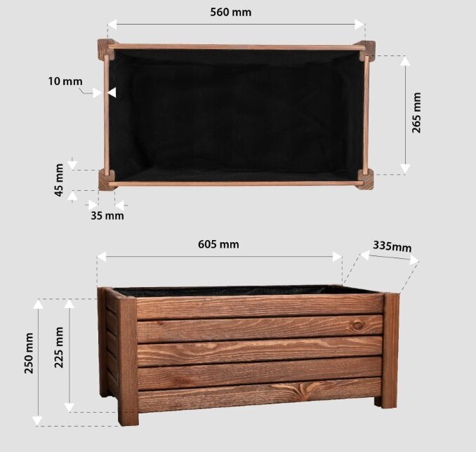 Pruun lillepott 60,5 x 33,5 cm hind ja info | Dekoratiivsed lillepotid | kaup24.ee