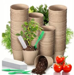 Биоразлагаемые горшки для проращивания семян, 40 шт, 6 х 6 х 5,5 см. цена и информация | Вазоны для рассады и пересадки | kaup24.ee