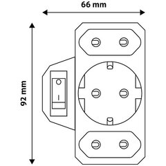 Splitter Entac 3 pistikupesa koos pistikuga цена и информация | Выключатели, розетки | kaup24.ee
