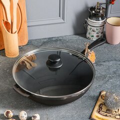 Чугунная сковорода с крышкой, 28х6 см, подходит для Kamado, T204C3 цена и информация | Cковородки | kaup24.ee