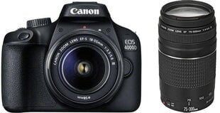 Canon EOS 4000D 18-55mm III + 75-300mm III komplekt hind ja info | Fotoaparaadid | kaup24.ee