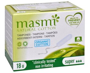 Тампоны Masmi Natural Cotton, 18 шт. цена и информация | Тампоны, гигиенические прокладки для критических дней, ежедневные прокладки | kaup24.ee