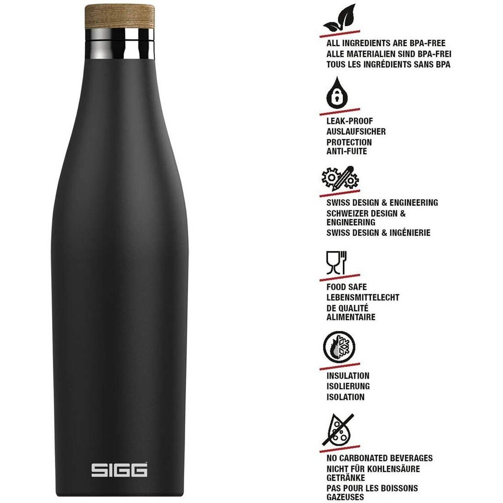 Sigg joogipudel Meridian must 0,5 hind ja info | Joogipudelid | kaup24.ee