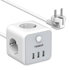 Pikendusjuhe Tessan TS-301 Power Strip, valge hind ja info | Pikendusjuhtmed, kaablid | kaup24.ee