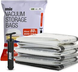 Vaakumkotid riietele + pump Ansio®, 6 tk., 60 x 80 cm цена и информация | Вешалки и мешки для одежды | kaup24.ee