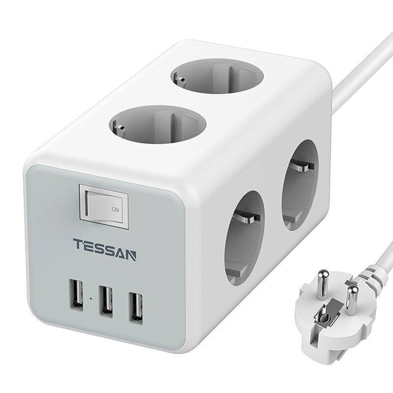 Pikendusjuhe Tessan TS-306 Power Strip, valge hind ja info | Pikendusjuhtmed, kaablid | kaup24.ee
