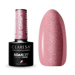 Стойкий гибридный гель лак для ногтей CLARESA FULL GLITTER 5, 5 г цена и информация | Лаки для ногтей, укрепители для ногтей | kaup24.ee