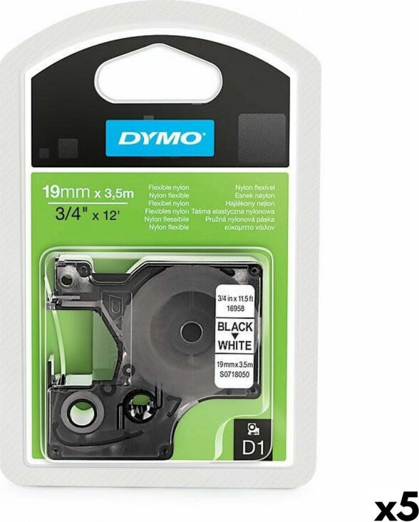 Dymo Thermal transfer ribbon Dymo D1 16958 19 mm x 3,5 m Black White Nylon (5 Units) цена и информация | Printeritarvikud | kaup24.ee