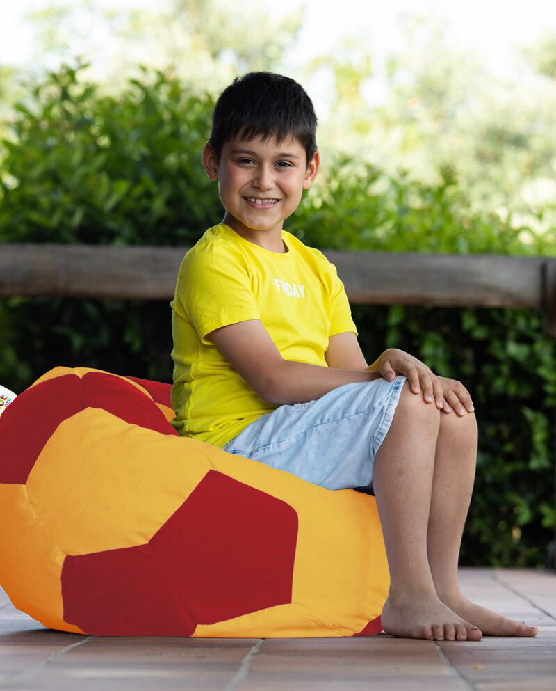 Kott-tool Football Kids Pouf, kollane/punane hind ja info | Kott-toolid, tumbad, järid | kaup24.ee