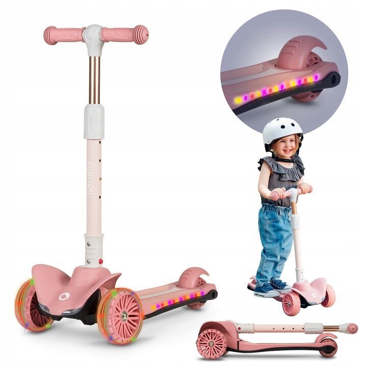 Laste tõukeratas Lionel Timmy 3 LED, roosa цена и информация | Tõukerattad | kaup24.ee