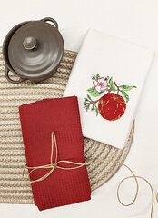 Комплект вафельных полотенец с вышивкой RED APPLE, красный/белый цена и информация | Кухонные полотенца, рукавицы, фартуки | kaup24.ee
