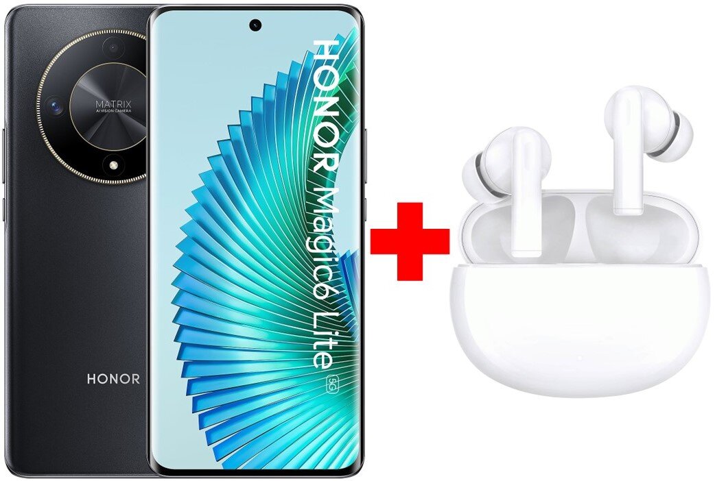 Honor Magic6 Lite 5G 8/256GB Midnight Black + Honor Choice Earbuds X5 White hind ja info | Telefonid | kaup24.ee