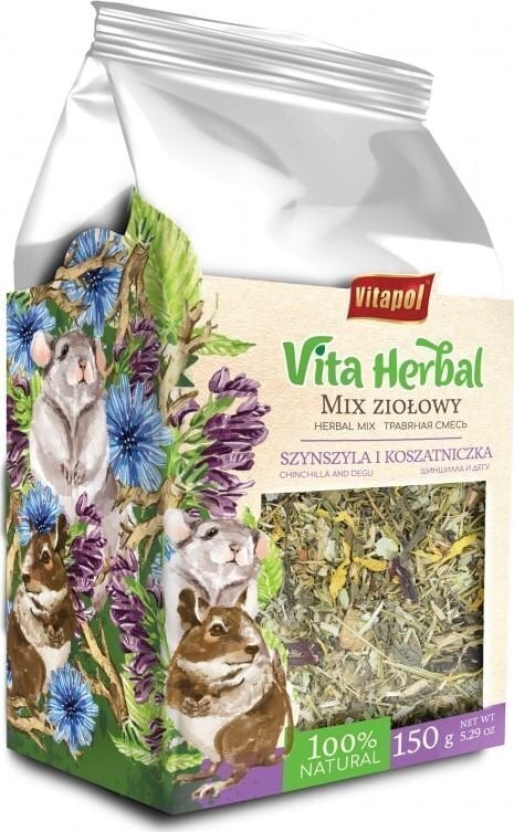 Heina närilistele Vitapol Vita Herbal, 150 g hind ja info | Põhk ja hein väikeloomadele | kaup24.ee