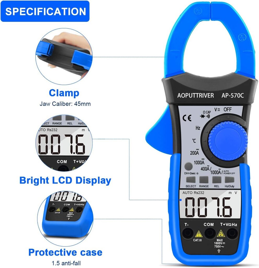 Klambrimõõtur Aoputtriver AP-570C цена и информация | Käsitööriistad | kaup24.ee