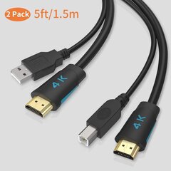 TESmart USB-printerikaabel USB A kuni B цена и информация | Кабели и провода | kaup24.ee