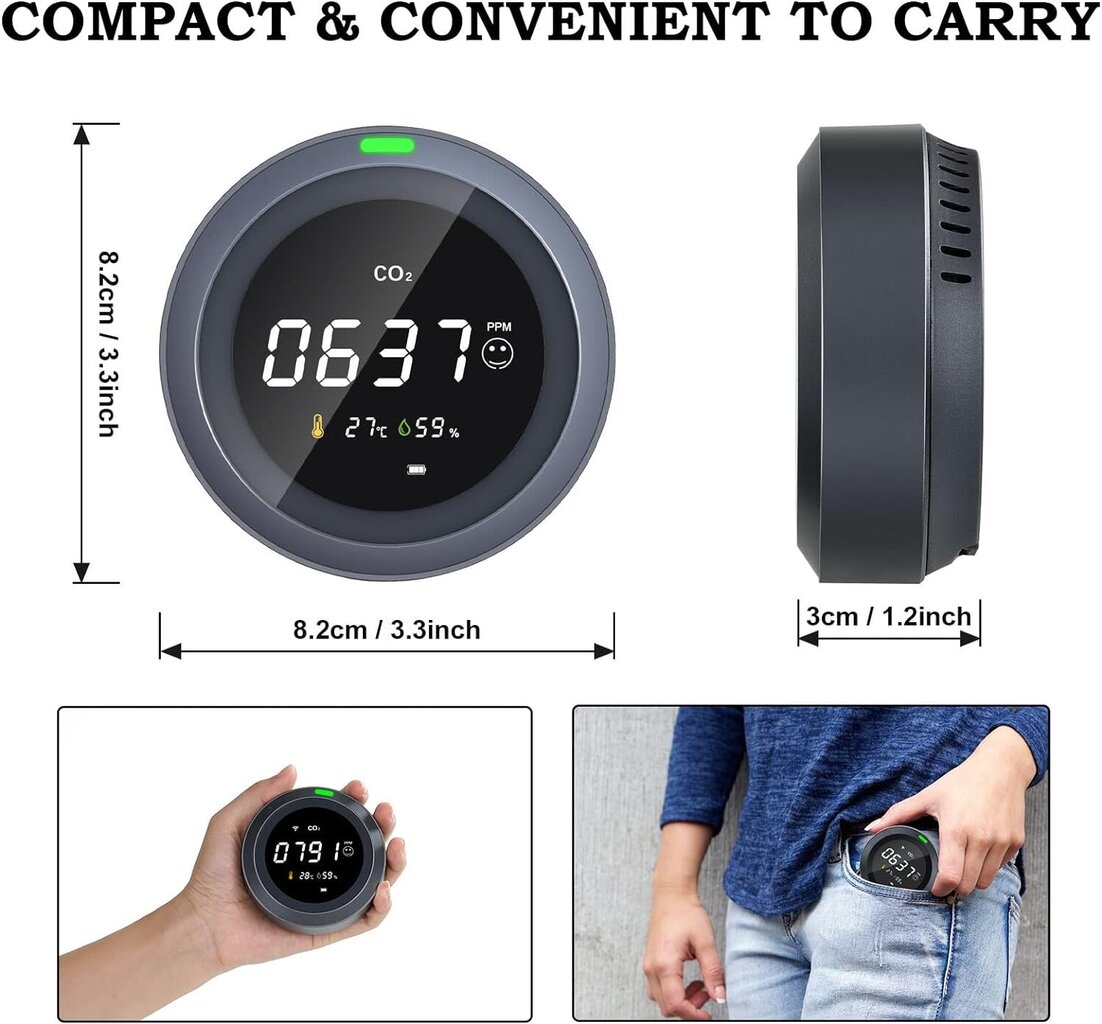 Protmex PTH-5 CO2 monitor, kolm-ühes hind ja info | Ilmajaamad, termomeetrid | kaup24.ee