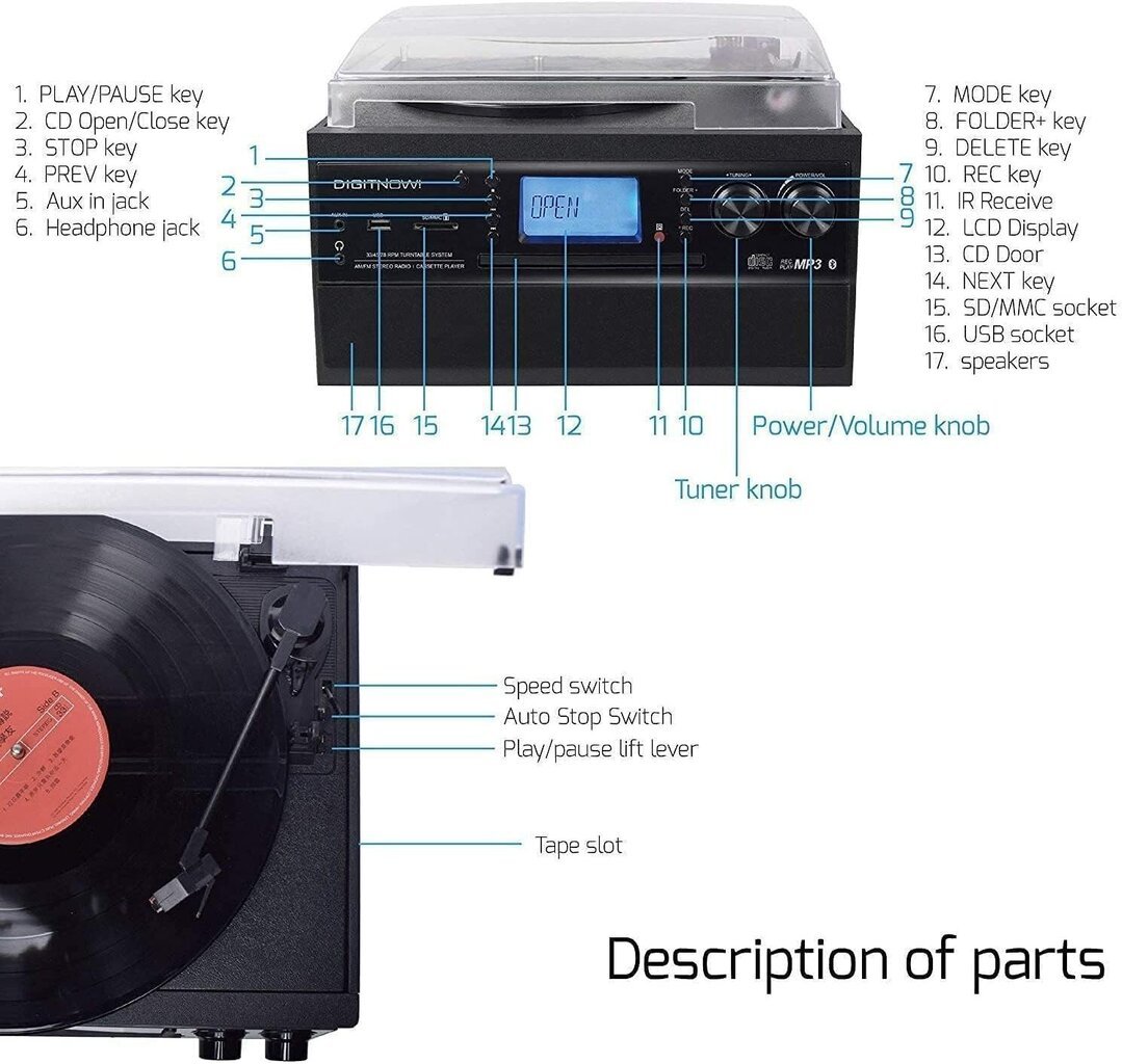 Digitnow M504 pleier stereokõlaritega hind ja info | Raadiod ja äratuskellad | kaup24.ee