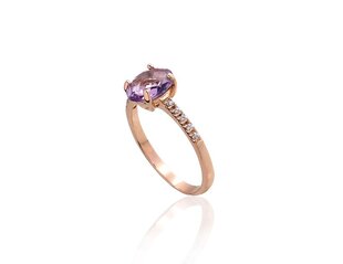 Punasest kullast sõrmus Diamond Sky "Amethyst Teardrop III", proov 585 DS01G707 hind ja info | Sõrmused | kaup24.ee