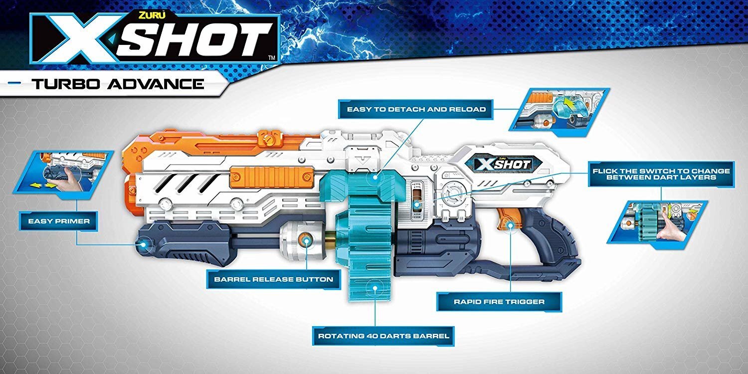 Mängupüstol Xshot Turbo Advance, 36136 hind ja info | Poiste mänguasjad | kaup24.ee