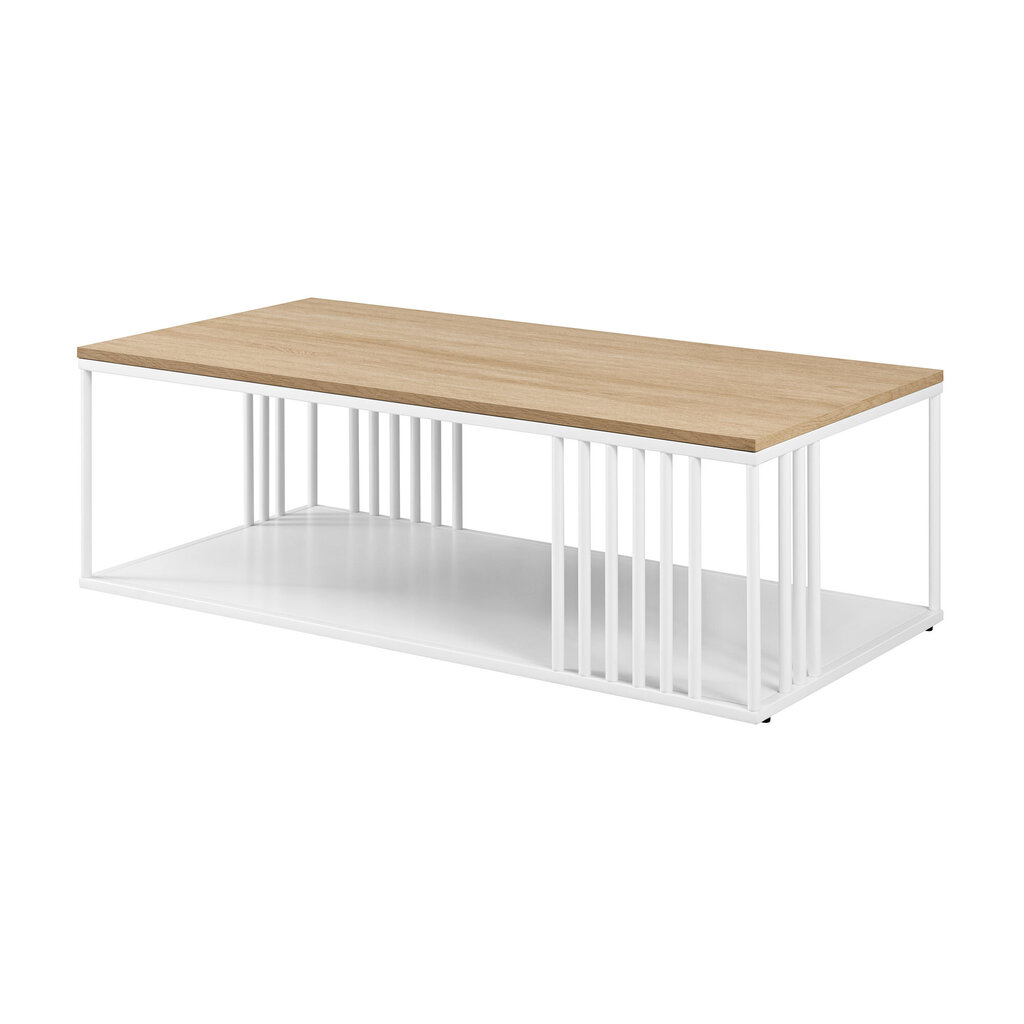 Diivanilaud Walker Edison Minimalist Metal Slatted Coastal Oak/White цена и информация | Diivanilauad | kaup24.ee