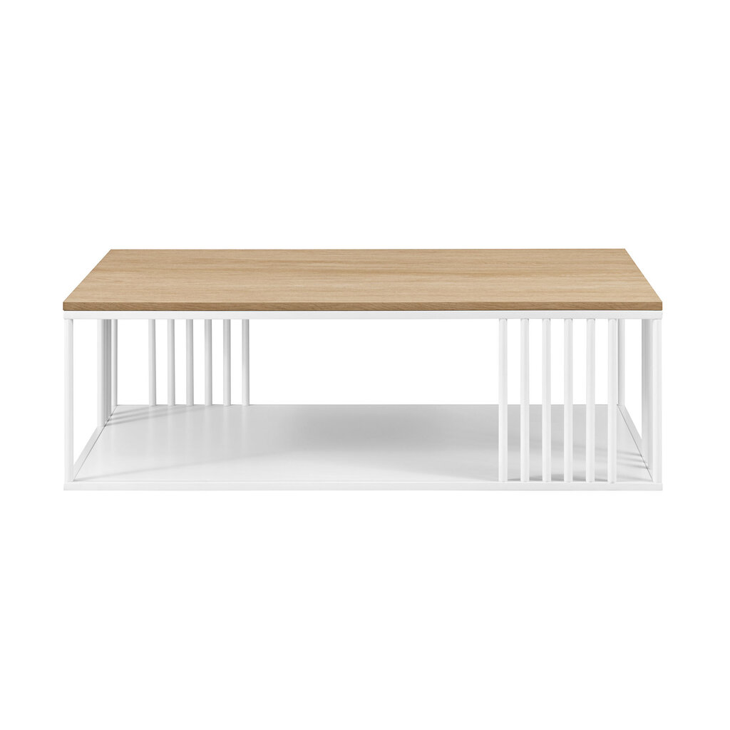 Diivanilaud Walker Edison Minimalist Metal Slatted Coastal Oak/White цена и информация | Diivanilauad | kaup24.ee