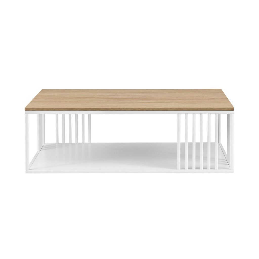 Diivanilaud Walker Edison Minimalist Metal Slatted Coastal Oak/White hind ja info | Diivanilauad | kaup24.ee