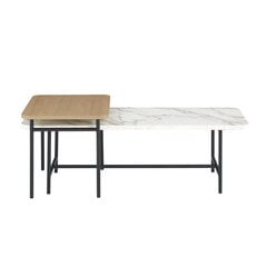 2-osaline diivanilaudade komplekt Walker Edison Calacatta Marble/Coastal Oak kaina ir informacija | Журнальные столики | kaup24.ee