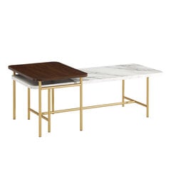 2-osaline diivanilaudade komplekt Walker Edison Calacatta Marble/Dark Walnut цена и информация | Журнальные столики | kaup24.ee